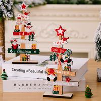 Christmas Cartoon Style Cute Christmas Tree Letter Snowman Wood Indoor Party Festival Ornaments main image 3