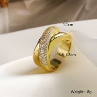 Casual Modern Style Geometric Copper Plating Inlay Zircon 18k Gold Plated Open Rings main image 4