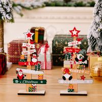 Christmas Cartoon Style Cute Christmas Tree Letter Snowman Wood Indoor Party Festival Ornaments main image 2
