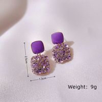 1 Pair Simple Style Square Plating Inlay Alloy Rhinestones Gold Plated Drop Earrings sku image 1