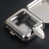 Edelstahl Quadratisch Silber Einfache Tragbare Mini-aschenbecher main image 6
