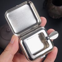 Stainless Steel Square Silver Simple Portable Mini Ashtray sku image 1