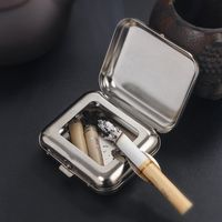 Stainless Steel Square Silver Simple Portable Mini Ashtray main image 3