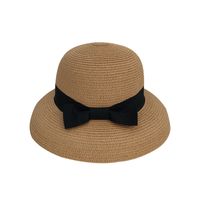 Women's Pastoral Solid Color Bowknot Wide Eaves Straw Hat main image 5