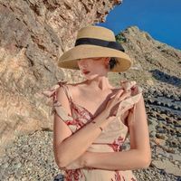 Women's Pastoral Solid Color Bowknot Wide Eaves Straw Hat main image 4