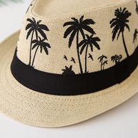 Unisex Pastoral Coconut Tree Printing Crimping Fedora Hat main image 5