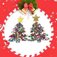 1 Paar Klassischer Stil Weihnachtsbaum Inlay Titan Stahl Strasssteine Tropfenohrringe main image 5