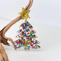 1 Paar Klassischer Stil Weihnachtsbaum Inlay Titan Stahl Strasssteine Tropfenohrringe main image 1