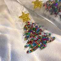 1 Pair Classic Style Christmas Tree Inlay Titanium Steel Rhinestones Drop Earrings main image 2