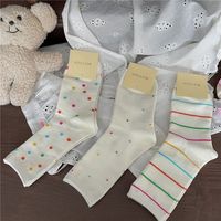 Women's Casual Simple Style Polka Dots Lines Cotton Crew Socks A Pair main image 1