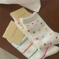 Women's Casual Simple Style Polka Dots Lines Cotton Crew Socks A Pair main image 4
