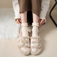 Femmes Style Japonais Couleur Unie Coton Crew Socks Une Paire main image 4