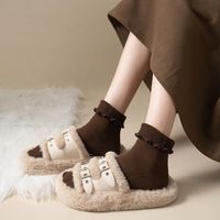 Frau Japanischer Stil Einfarbig Baumwolle Crew Socken Ein Paar sku image 2
