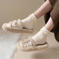 Frau Japanischer Stil Einfarbig Baumwolle Crew Socken Ein Paar main image 2