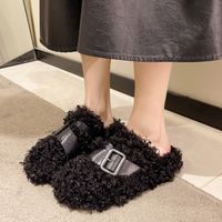Women's Streetwear Solid Color Round Toe Plush Slippers main image 1