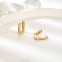 1 Pair Elegant Square Plating Inlay 304 Stainless Steel Zircon 18K Gold Plated Hoop Earrings main image 3