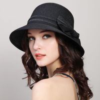 Women's Pastoral Simple Style Solid Color Bowknot Wide Eaves Baseball Cap main image 4