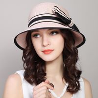 Women's Pastoral Simple Style Solid Color Bowknot Wide Eaves Baseball Cap main image 3