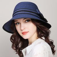 Women's Pastoral Simple Style Solid Color Bowknot Wide Eaves Baseball Cap sku image 3