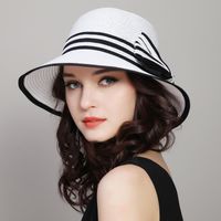 Women's Pastoral Simple Style Solid Color Bowknot Wide Eaves Baseball Cap sku image 7