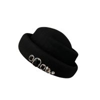 Women's Elegant Retro Solid Color Rhinestone Crimping Beret Hat main image 2