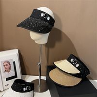 Women's Basic Solid Color Rhinestone Wide Eaves Sun Hat main image 5