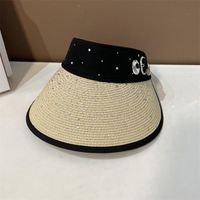 Women's Basic Solid Color Rhinestone Wide Eaves Sun Hat main image 4