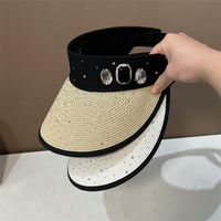 Women's Basic Solid Color Rhinestone Wide Eaves Sun Hat main image 3