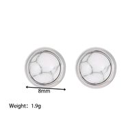 1 Pair Classic Style Round Texture Inlay Stainless Steel Turquoise Ear Studs main image 7