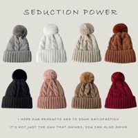Women's Simple Style Solid Color Twist Pom Poms Eaveless Wool Cap main image 6
