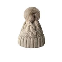 Women's Simple Style Solid Color Twist Pom Poms Eaveless Wool Cap main image 4