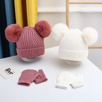 Children Unisex Cute Basic Solid Color Pom Poms Wool Cap main image 1