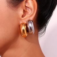 1 Pair Basic Simple Style Classic Style Solid Color Plating Stainless Steel 18k Gold Plated Ear Studs main image 5