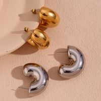 1 Pair Basic Simple Style Classic Style Solid Color Plating Stainless Steel 18k Gold Plated Ear Studs main image 4