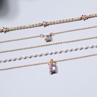 Simple Style Classic Style Square Star Alloy Inlay Rhinestones Women's Layered Necklaces main image 5