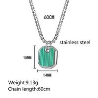 304 Stainless Steel 18K Gold Plated Simple Style Plating Inlay Square Malachite Pendant Necklace main image 4