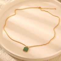 304 Stainless Steel 18K Gold Plated Simple Style Plating Inlay Square Malachite Pendant Necklace main image 3
