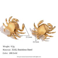 1 Pair Cute Basic Classic Style Crab Plating Stainless Steel 18k Gold Plated Ear Studs main image 2