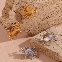 1 Pair Cute Basic Classic Style Crab Plating Stainless Steel 18k Gold Plated Ear Studs main image 4