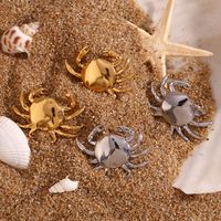 1 Pair Cute Basic Classic Style Crab Plating Stainless Steel 18k Gold Plated Ear Studs main image 3