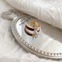 Einfacher Stil Klassischer Stil Blume Vergoldet Perle Legierung Großhandel Ringe main image 3