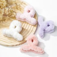 Cute Solid Color Solid Color Plastic Flannel Criss Cross Plush Hair Claws main image 5
