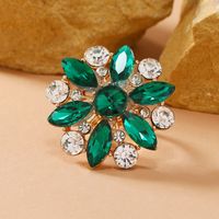 Shiny Flower Gold Plated Rhinestones Alloy Wholesale Open Rings main image 5