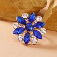 Shiny Flower Gold Plated Rhinestones Alloy Wholesale Open Rings main image 4
