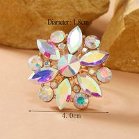 Shiny Flower Gold Plated Rhinestones Alloy Wholesale Open Rings main image 2