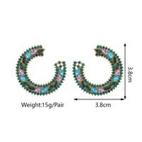 1 Paire Rétro Luxueux Demi-cercle Incruster Alliage De Zinc Strass Boucles D'oreilles main image 2