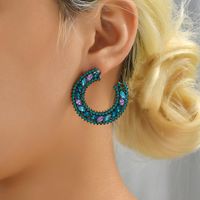 1 Pair Retro Luxurious Semicircle Inlay Zinc Alloy Rhinestones Ear Studs main image 1