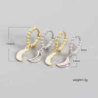 S925 Sterling Silver Minimalist Geometric Round Pearl Glossy Moon Earrings main image 5