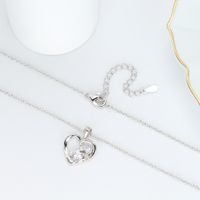 Simple Style Heart Shape Sterling Silver Inlay Rhinestones Pendant Necklace main image 5