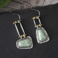 1 Pair Retro Ethnic Style Square Inlay Zinc Alloy Natural Stone Drop Earrings main image 2